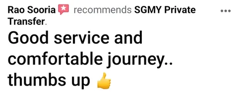 Facebook recommendation from Rao Sooria: good service and comfortable journey